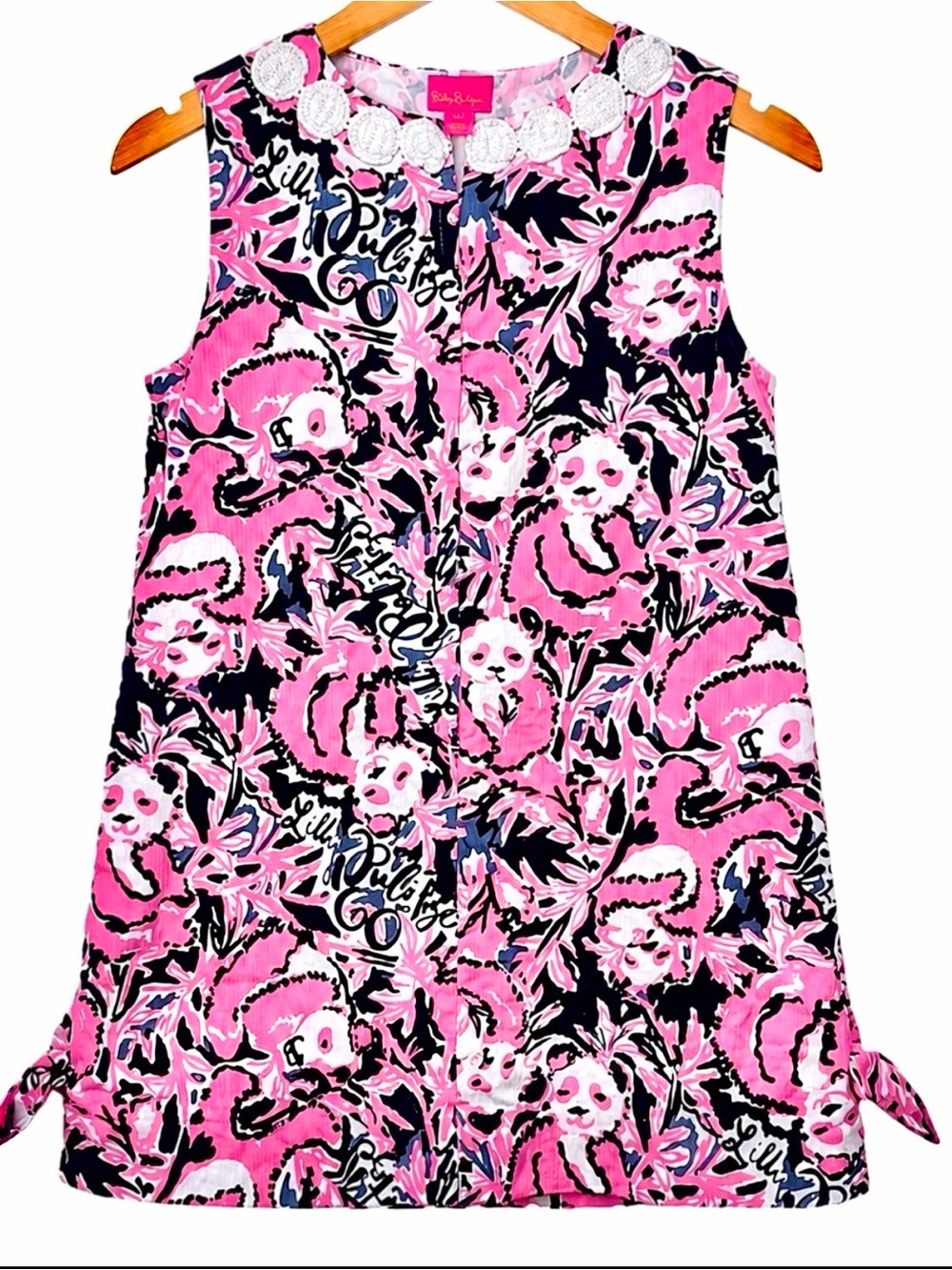 Lilly Pulitzer Girls Pink‎ Panda Dress Size 4 Coastal Preppy Shift Dress